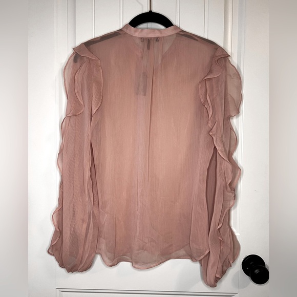 NWT Express Elegant Women's Top / Blouse Long Ruffle Sleeves - Mauve / Pink - Picture 5 of 6